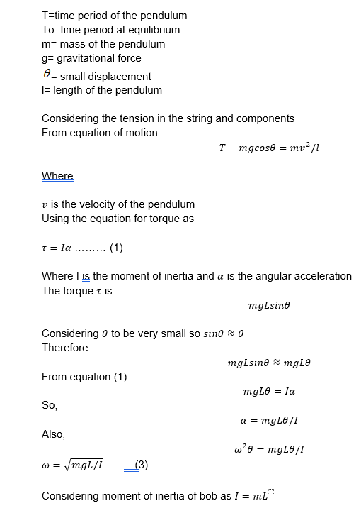 derivation-of-the-time-period-of-a-simple-pendulum