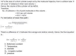 Mean free path is the average distance between the molecules set apart ...