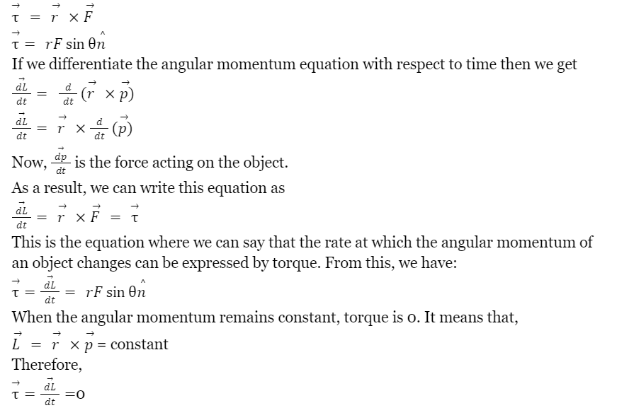 define-torque-and-angular-momentum-and-the-relation-between-them