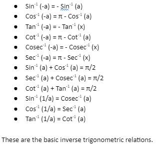 Notes On Inverse Trigonometry Relation