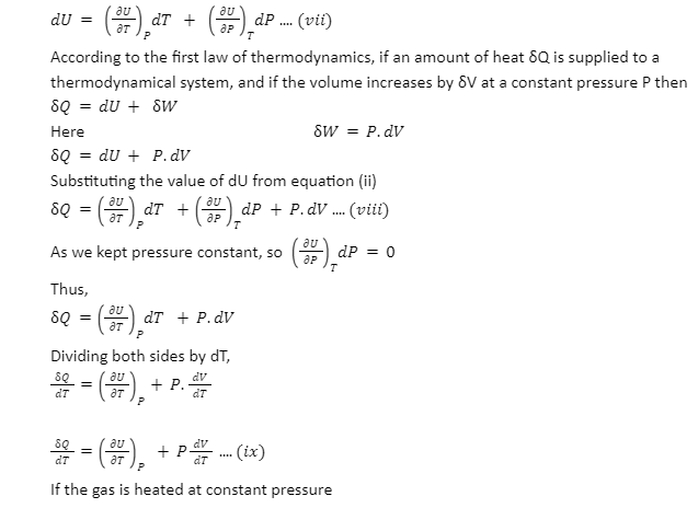 Notes on Formulas Involved With the Specific Heat Capacity of Gases