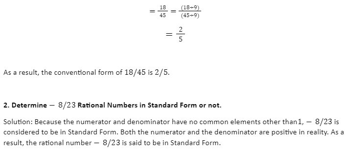 Rational Numbers Standard Form