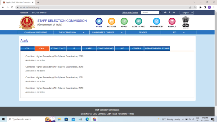 SSC CHSL Registration