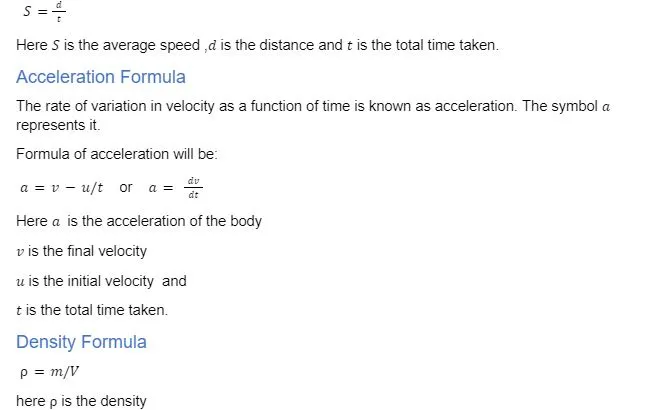 NEET UG :Physics Formulas